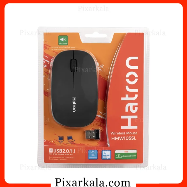 ماوس بی‌سیم سایلنت هترون مدل HMW105SL با اتصال 2.4 گیگاهرتز و دقت 1200 DPI