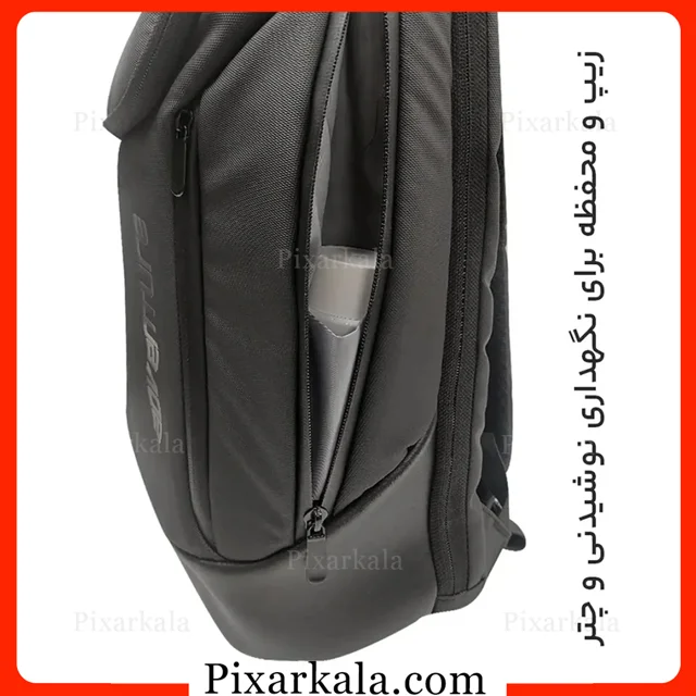 کیف کولی ادونچر Adventure مشکی با پورت USB، جا کارتی روی بند، پارچه آبگریز و بند اتصال به چمدان