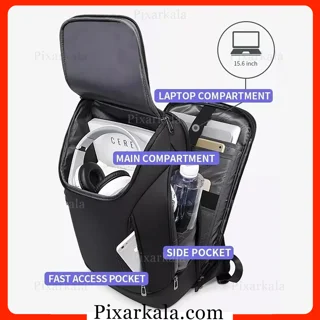 کیف کولی ادونچر Adventure مشکی با پورت USB، جا کارتی روی بند، پارچه آب‌گریز و بند اتصال به چمدان