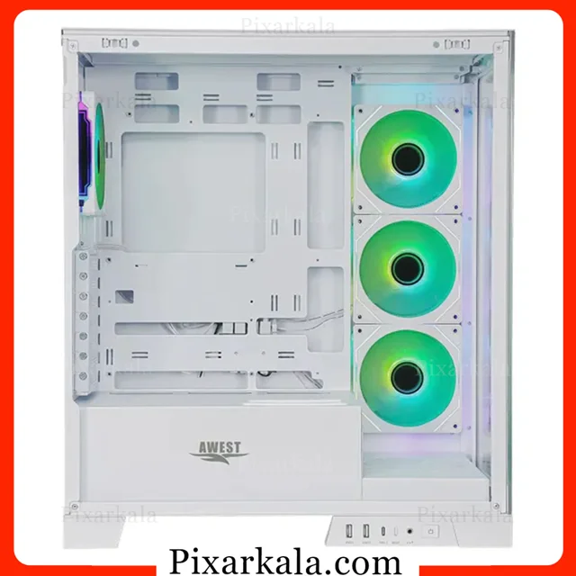 کیس گیمینگ سفید AWEST GT-AQ16MW نمای روبرو
