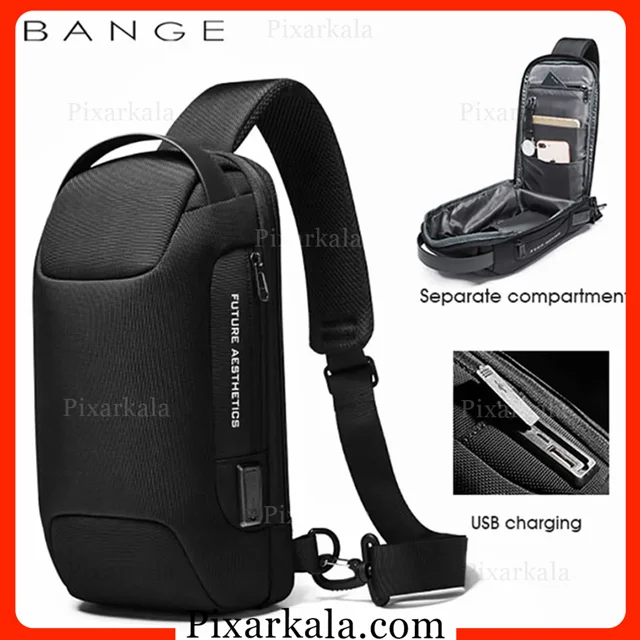کیف رو دوشی بنج 22085 مشکی با بخش جدا و درگاه USB