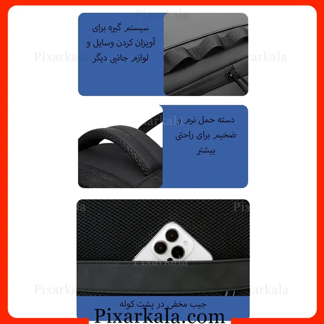 ویژگیها و بخشهای مختلف کوله پشتی BANGE 3055