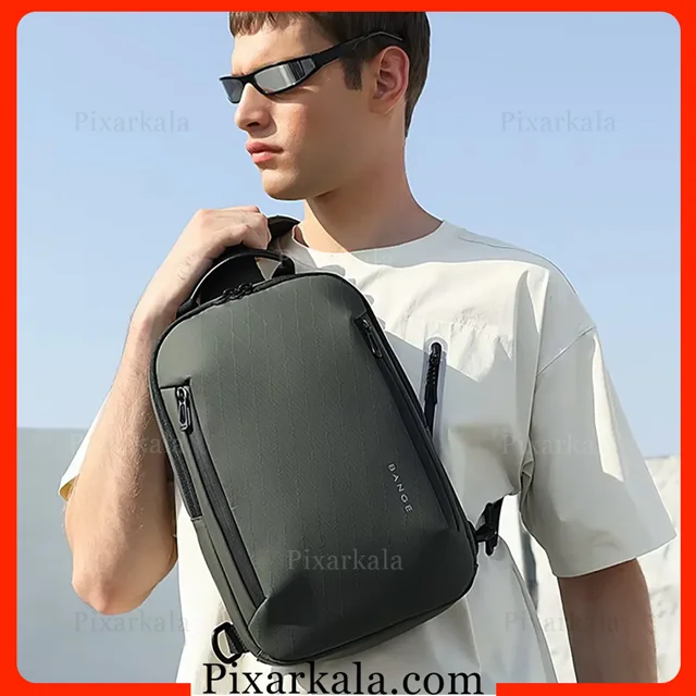 نمای جلوی کیف رو دوشی بنج 3077 رنگ طوسی تیره
