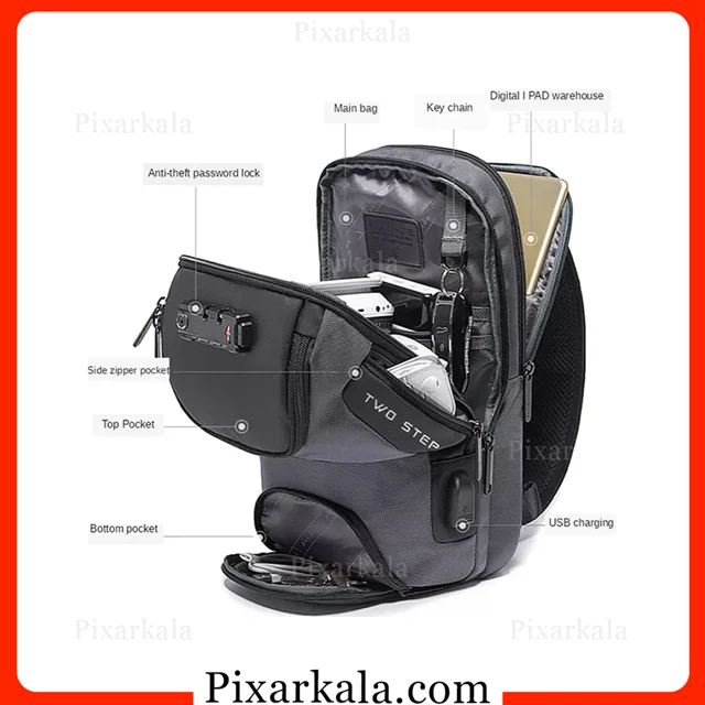 ساختار داخلی و بخشهای کیف رو دوشی بنج 7082