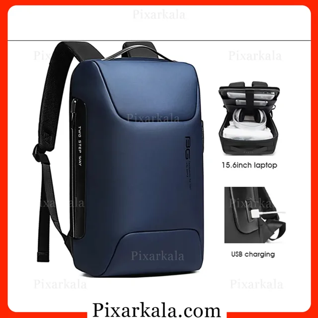 کوله بنج 7216 آبی با جای لپتاپ ۱۵.۶ اینچ و درگاه شارژ USB