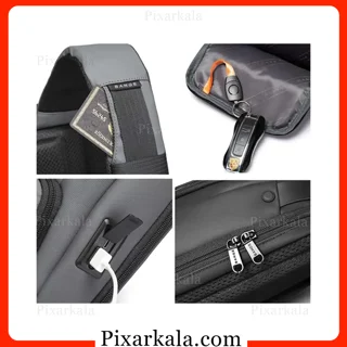 درگاه USB، زیپ و جیب‌های کیف رو دوشی بنج 7258