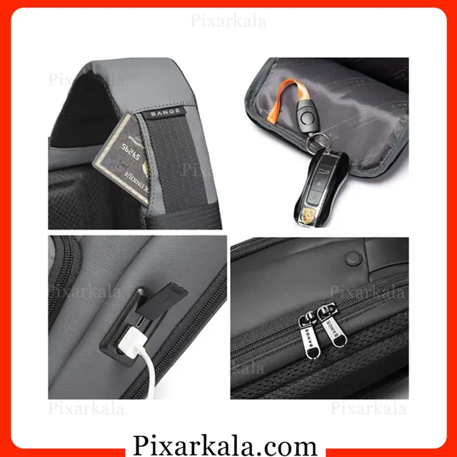 درگاه USB، زیپ و جیبهای کیف رو دوشی بنج 7258