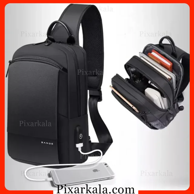 پورت USB و فضای داخلی کیف رو دوشی بنج 77112 همراه پاوربانک