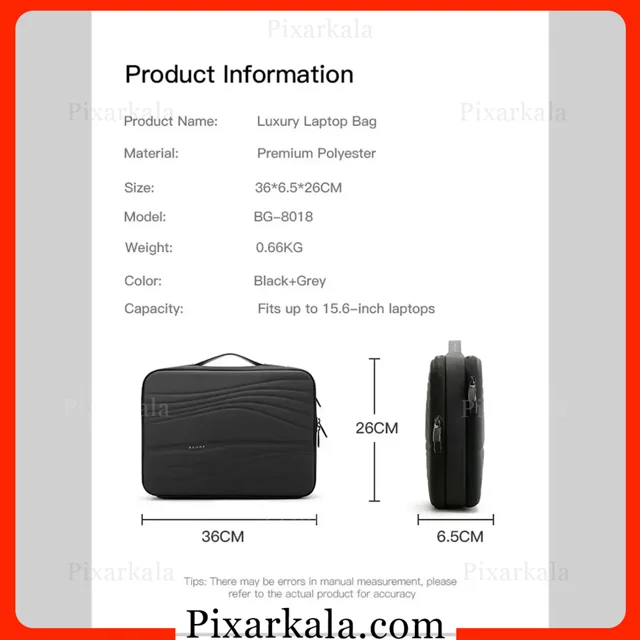 ابعاد کیف لپ تاپ بنج BANGE 8018