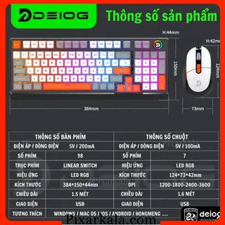ست کیبورد و ماوس گیمینگ Deiog AK918 با کیبورد مکانیکال و نورپردازی RGB