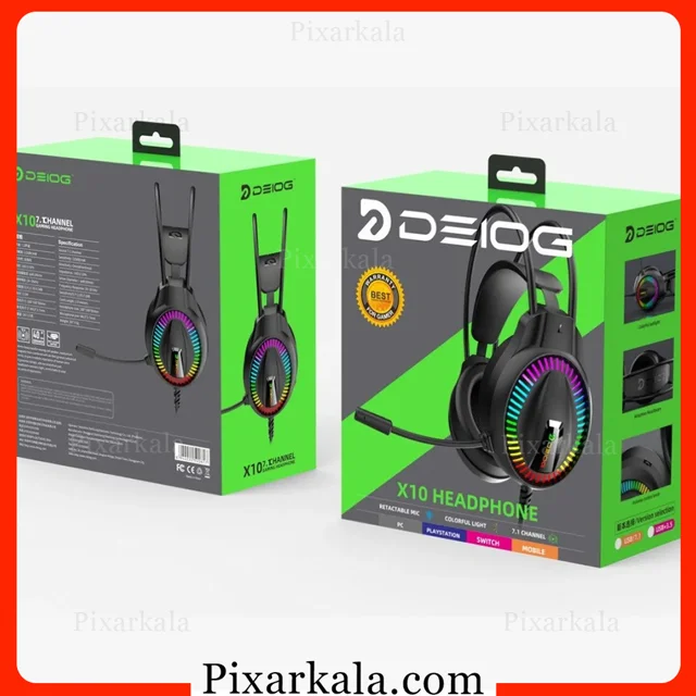 هدست گیمینگ DEIOG X10 با صدای مجازی 7.1 و نورپردازی RGB