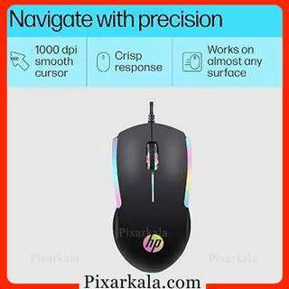 ماوس گیمینگ HP M160 با نورپردازی LED هفت‌رنگ و طراحی ارگونومیک