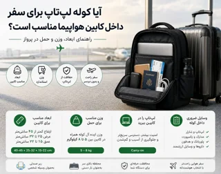 آیا کوله لپتاپ برای سفر داخل کابین هواپیما مناسب است؟ راهنمای ابعاد، وزن و حمل در پرواز