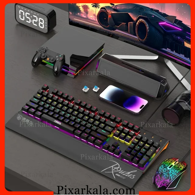 ست گیمینگ M115 با کیبورد مکانیکال RGB و ماوس 2400 DPI