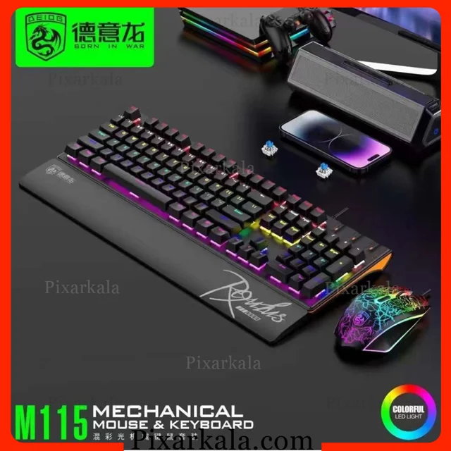 ست گیمینگ M115 با کیبورد مکانیکال RGB و ماوس 2400 DPI