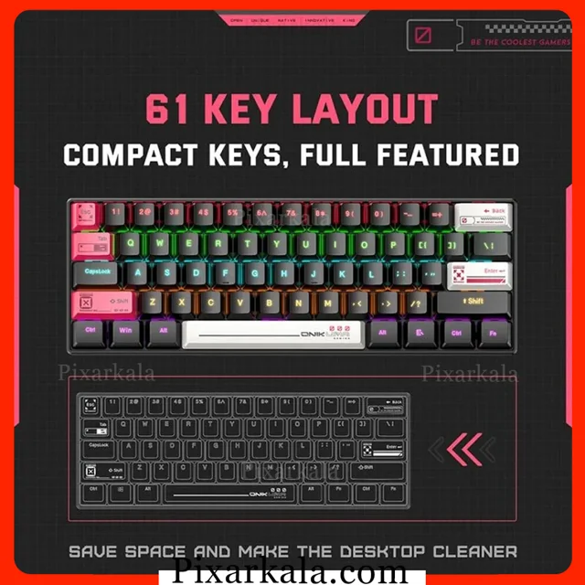 کیبورد گیمینگ مکانیکال اونیکوما مدل ONIKUMA G55 با طراحی 60 درصد و نورپردازی RGB