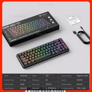 نمای زاویه‌دار کیبورد G67 با کابل Type-C