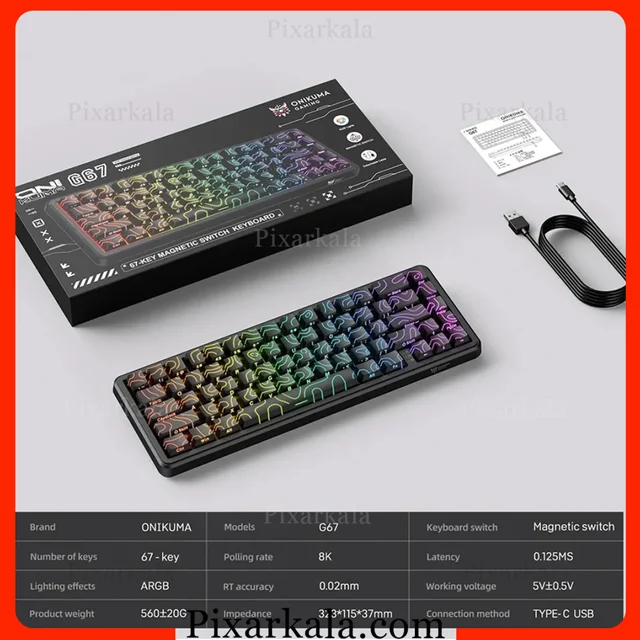 نمای زاویهدار کیبورد G67 با کابل Type-C