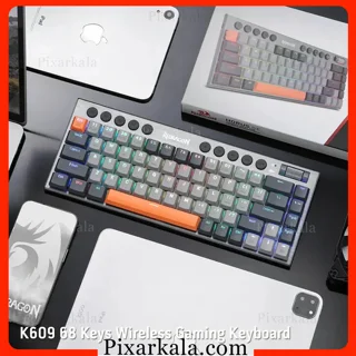 کیبورد مکانیکی Redragon Horus SE K609GG-RGB-PRO با طراحی 65 درصد، RGB و اتصال سه‌گانه