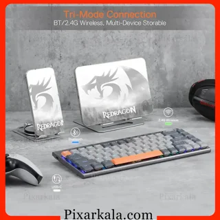 کیبورد مکانیکی Redragon Horus SE K609GG-RGB-PRO با طراحی 65 درصد، RGB و اتصال سه‌گانه