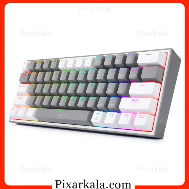 کیبورد خاکستری سفید ردراگون با نور بنفش و آبی