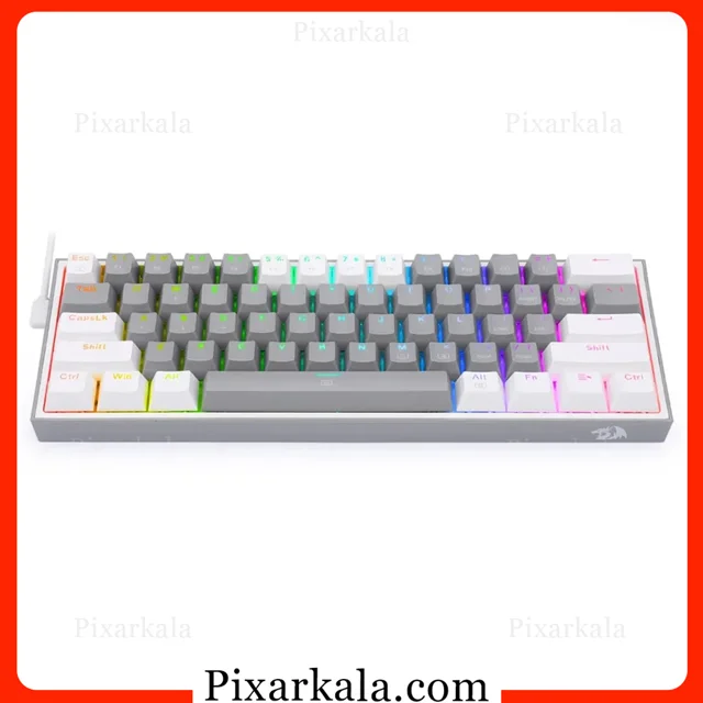 نمای زاویهدار کیبورد Redragon K617 Fizz با نور آبی