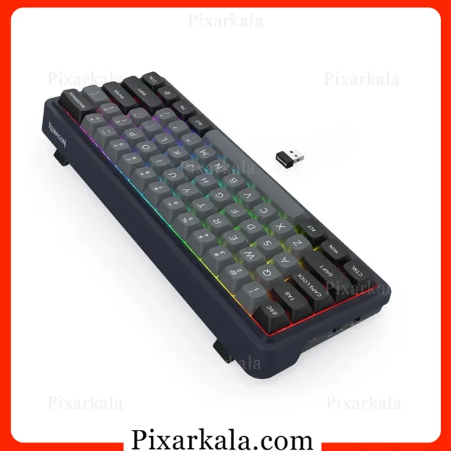 کیبورد مکانیکی Redragon Draconic V2 K730GB-RGB-PRO با طراحی 60 درصد، RGB و اتصال سهگانه