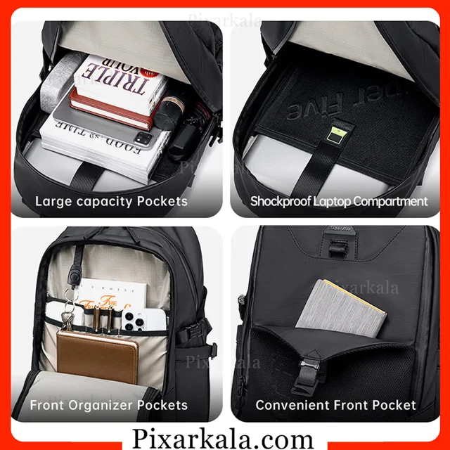 فضای داخلی و محفظه لپ تاپ کوله پشتی سوپر فایو FB00701